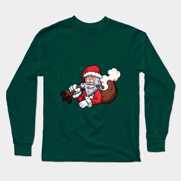 Santa Claus Smoking A Joint Long Sleeve T-Shirt by TheMaskedTooner